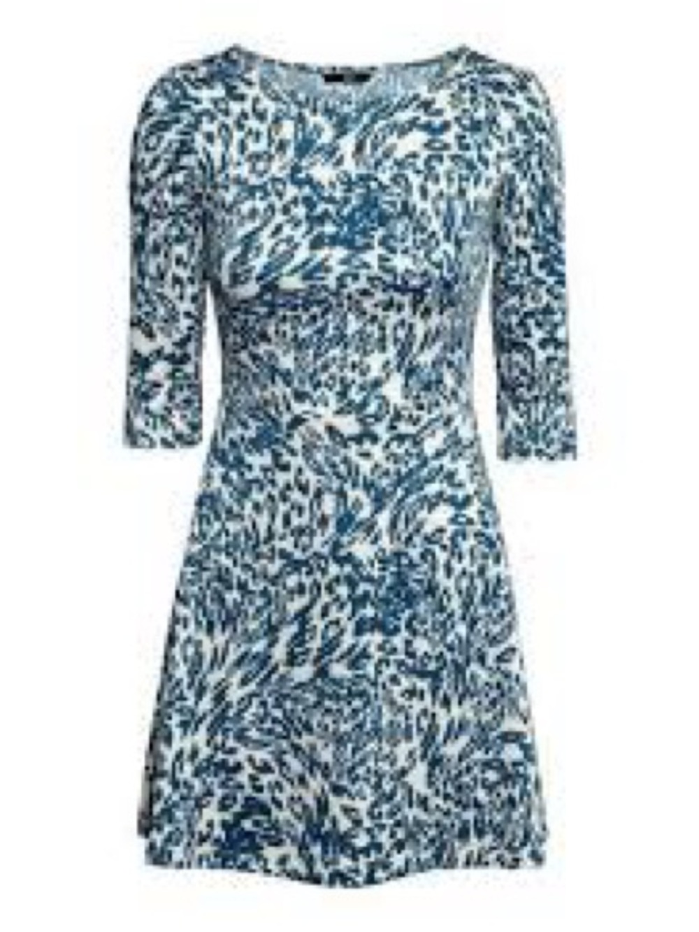Blue & White animal Printed Fit-and-Flare Dress